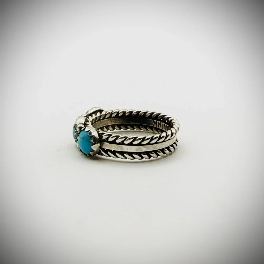 Ray King Sterling & Turquoise Triple-Stone Band — Size 7, 5g